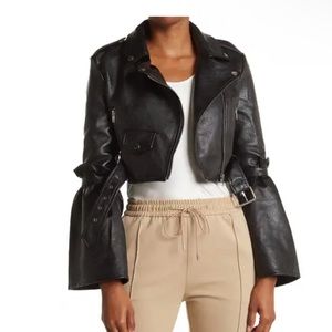 Azalea wang leather crop bell sleeve jacket